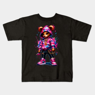 Pink Camo Girl Bear Kids T-Shirt